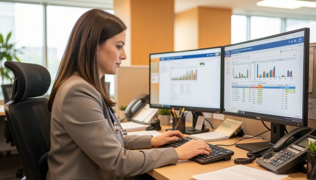 Biller analyzing charts to see How Medical Billing Helps you Generate more Revenue for clinics. 